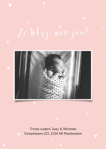 Stijlvol geboortekaartje met letter, goudlook en eigen foto 2