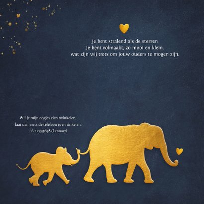 Stijlvol geboortekaartje met silhouet van baby olifant 2