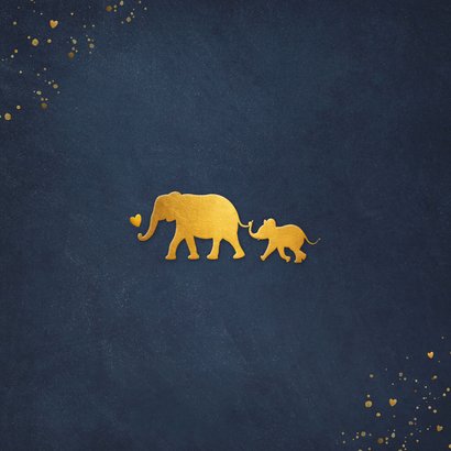 Stijlvol geboortekaartje met silhouet van baby olifant Achterkant