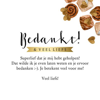 Stijlvol kaartje bedankt chocolade hart bonbons goud 3