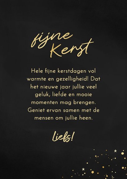 Stijlvol kerstkaartje fijne kerst collage vier foto's goud 3