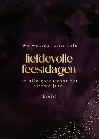 Stijlvol kerstkaartje liefdevolle feestdagen foto paars goud 3
