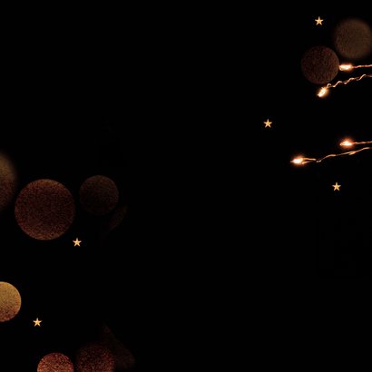 Stijlvol kerstkaartje met kerst lichtjes in takken Achterkant