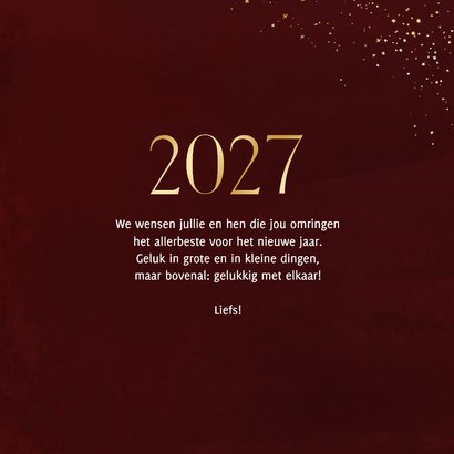 Stijlvol kerstkaartje met kerstwens en groot 2027 in goud 3