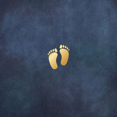 Stijlvol klassiek geboortekaartje met gouden voetjes Achterkant