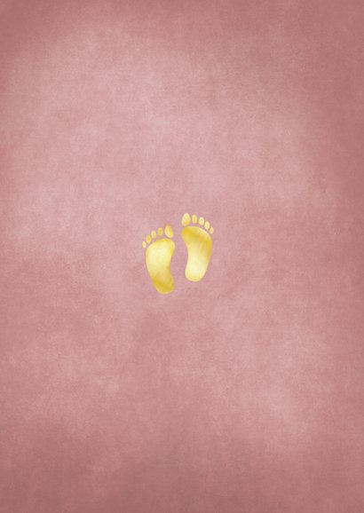 Stijlvol klassiek geboortekaartje met goudlook voetjes Achterkant