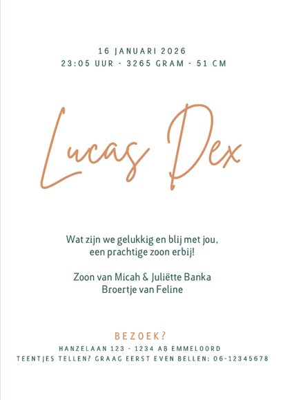 Stijlvol minimalistisch geboortekaartje jongen met naam 3