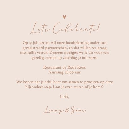 Stijlvol minimalistisch geregistreerd partnerschap hartje 3