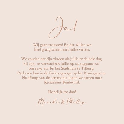 Stijlvol minimalistisch trouwkaart romantisch hartje koper 3