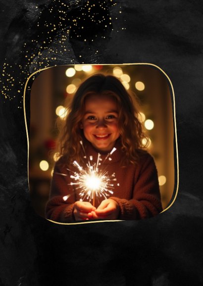 Stijlvol nieuwjaarskaartje met foto liefdevol nieuwjaar goud 2