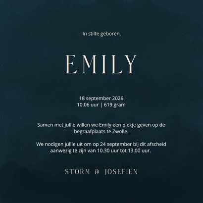 Stijlvol rouwkaartje met een maan en planeetjes 3