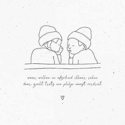 Stijlvol rouwkaartje voor een tweeling lijntekening 2