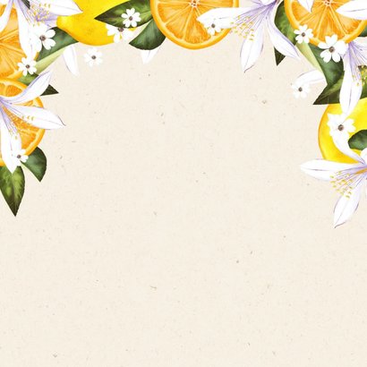 Stijlvol tafelkaartje botanisch fruit en bloemen Achterkant