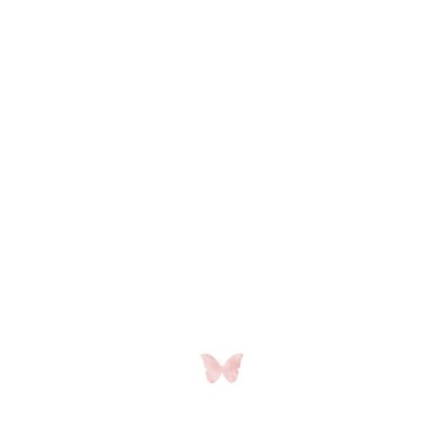 Stijlvol wit geboortekaartje met waterverf silhouet vlinder Achterkant