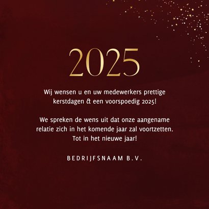 Stijlvol zakelijk kerstkaartje rood met 2025 en ster foto 3