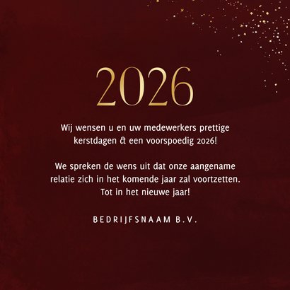 Stijlvol zakelijk kerstkaartje rood met 2026 en ster foto 3