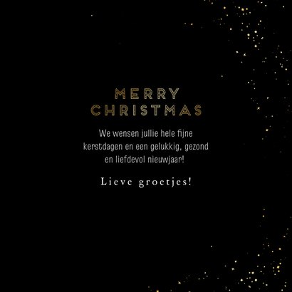 Stijlvol zwart kerstkaartje met merry christmas in cirkel 3