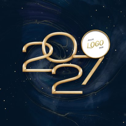 Stijlvolle 2027 zakelijke nieuwjaarskaart met marmer swirl 2