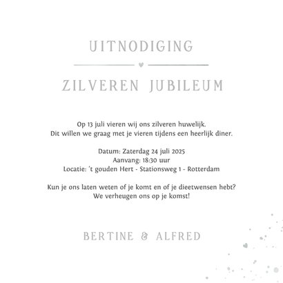 Stijlvolle 25jaar jubileum uitnodiging met zilverfolie 3