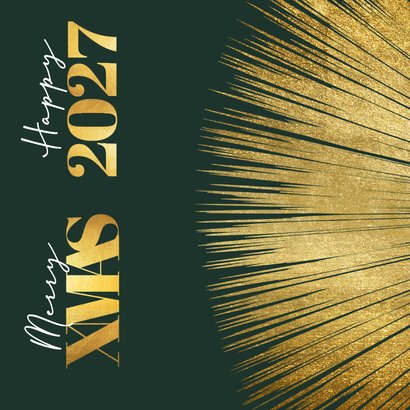 Stijlvolle art-deco stijl kerstkaart met gouden zonnestralen 2
