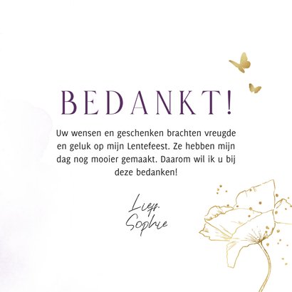 Stijlvolle bedankkaart lentefeest lijnillustratie klaproos 3