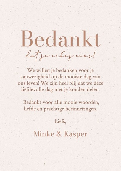 Stijlvolle bedankkaartjes trouwen met foto en papiertextuur 3