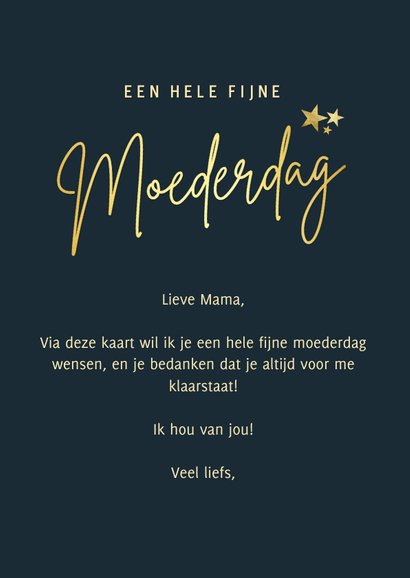 Stijlvolle blauw met gouden moederdagkaart art-deco met foto 3