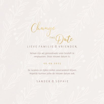 Stijlvolle Change the Date goudlook tekst naturel takjes 3