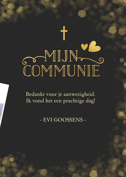 Stijlvolle communie bedankkaartje met gouden accenten 3