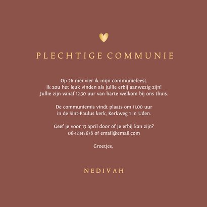 Stijlvolle communiekaart met hart uit vingerafdrukken 3