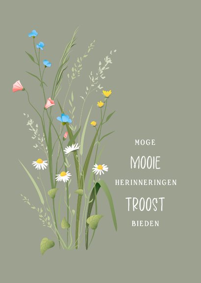Stijlvolle condoleancekaart met sierlijke veldbloemen  2