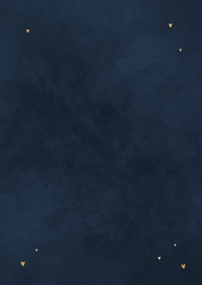 Stijlvolle donkerblauwe jubileumkaart met gouden details Achterkant