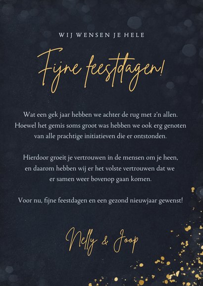 Stijlvolle donkerblauwe kerstboom kerstkaart met goud 3