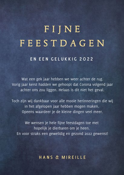 Stijlvolle donkerblauwe kerstkaart met een lijn kerstboom 3