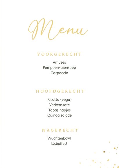 Stijlvolle donkergroene menukaart met goudfolie details 3