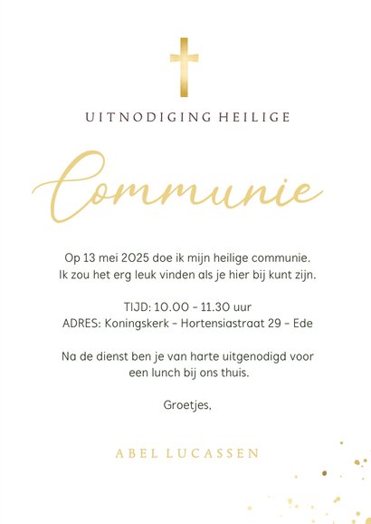 Stijlvolle donkergroene uitnodiging communie met foto 3