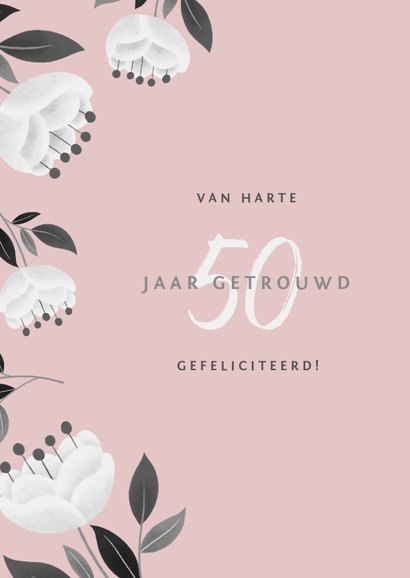 Stijlvolle felicitatiekaart bloemen en takjes jubileum 2