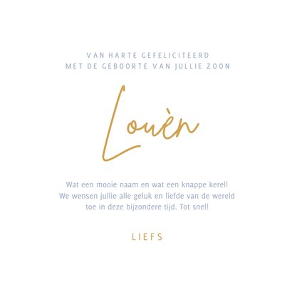 Stijlvolle felicitatiekaart geboorte hoera blauw marmer 3