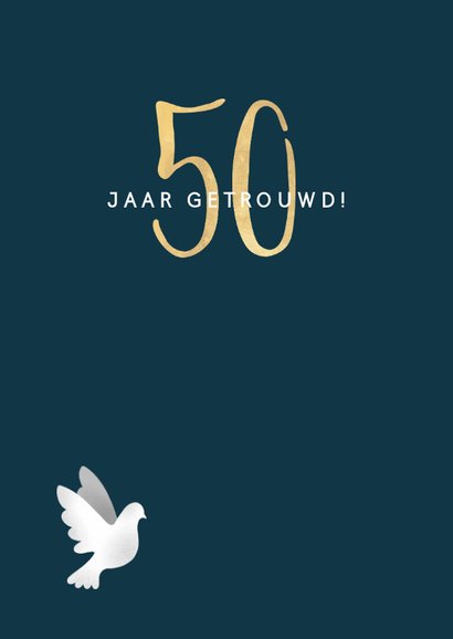 Stijlvolle felicitatiekaart jubileum '50' met duifjes 2
