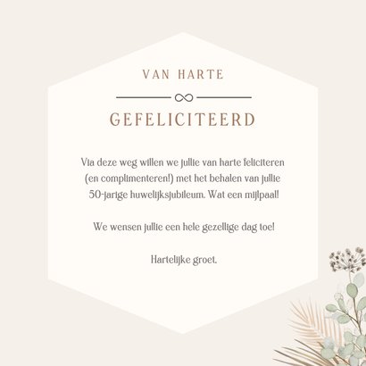 Stijlvolle felicitatiekaart met droogbloemen jubileum 3