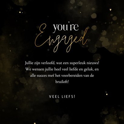 Stijlvolle felicitatiekaart verloving met goudlook details 3