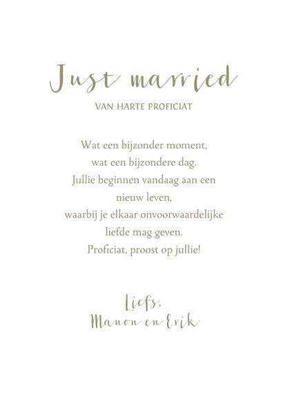 Stijlvolle felicitatiekaart voor een bruiloft 3
