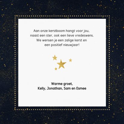 Stijlvolle foto kerstkaart met gouden cirkel en typografie 3