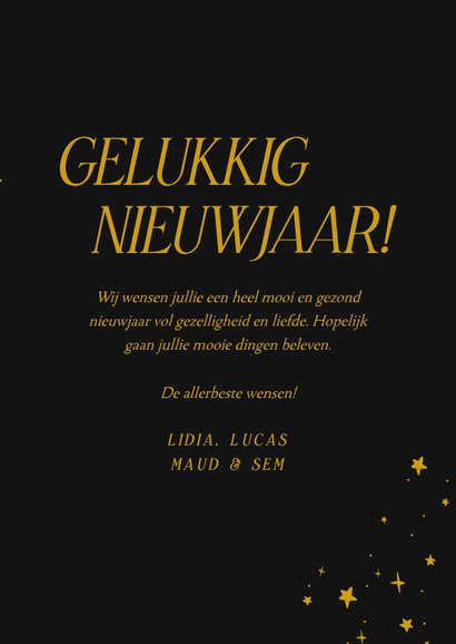 Stijlvolle fotocollage nieuwjaarskaart met sterretjes 3