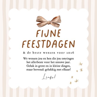 Stijlvolle fotokaart kerst nieuwjaar streep strik watercolor 3