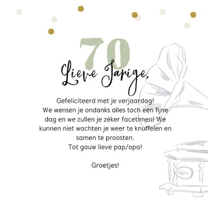 Stijlvolle fotokaart met confetti en platenspeler 3