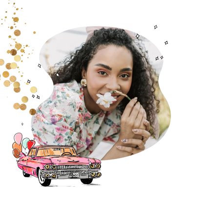 Stijlvolle geslaagdkaart rijbewijs auto confetti goud 2