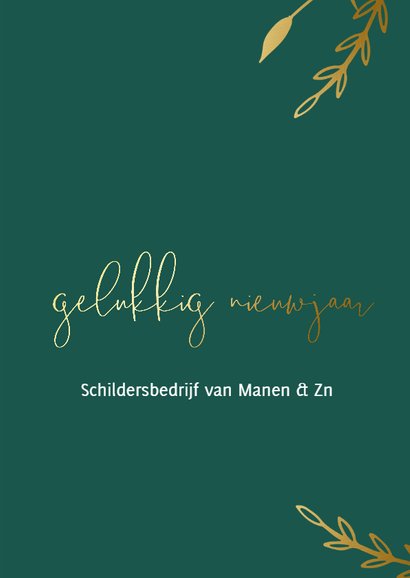Stijlvolle groene kerstkaart voor bedrijven met goud tekst 3