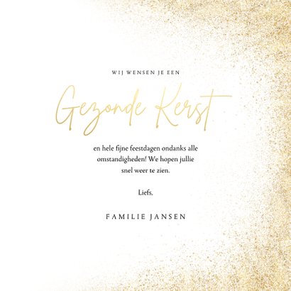 Stijlvolle grote foto kerstkaart en gezonde kerst goudlook 3