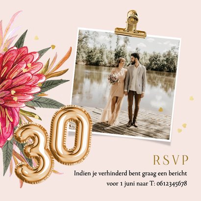 Stijlvolle jubileumkaart 30 jaar getrouwd ballonnen goud 2